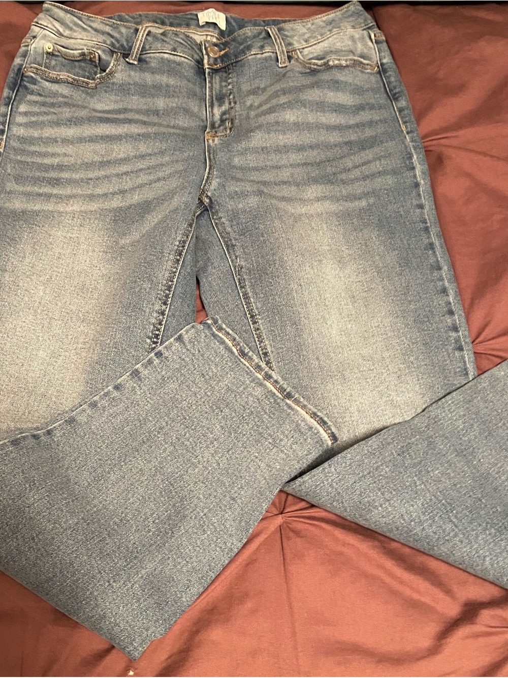 Time and Tru Faded Light Blue Straight Leg Jeans